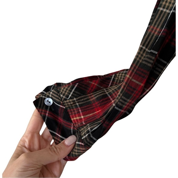 J JILL Button Down Long Sleeve Christmas Holiday Plaid Red Shirt Sz L - Picture 4 of 7